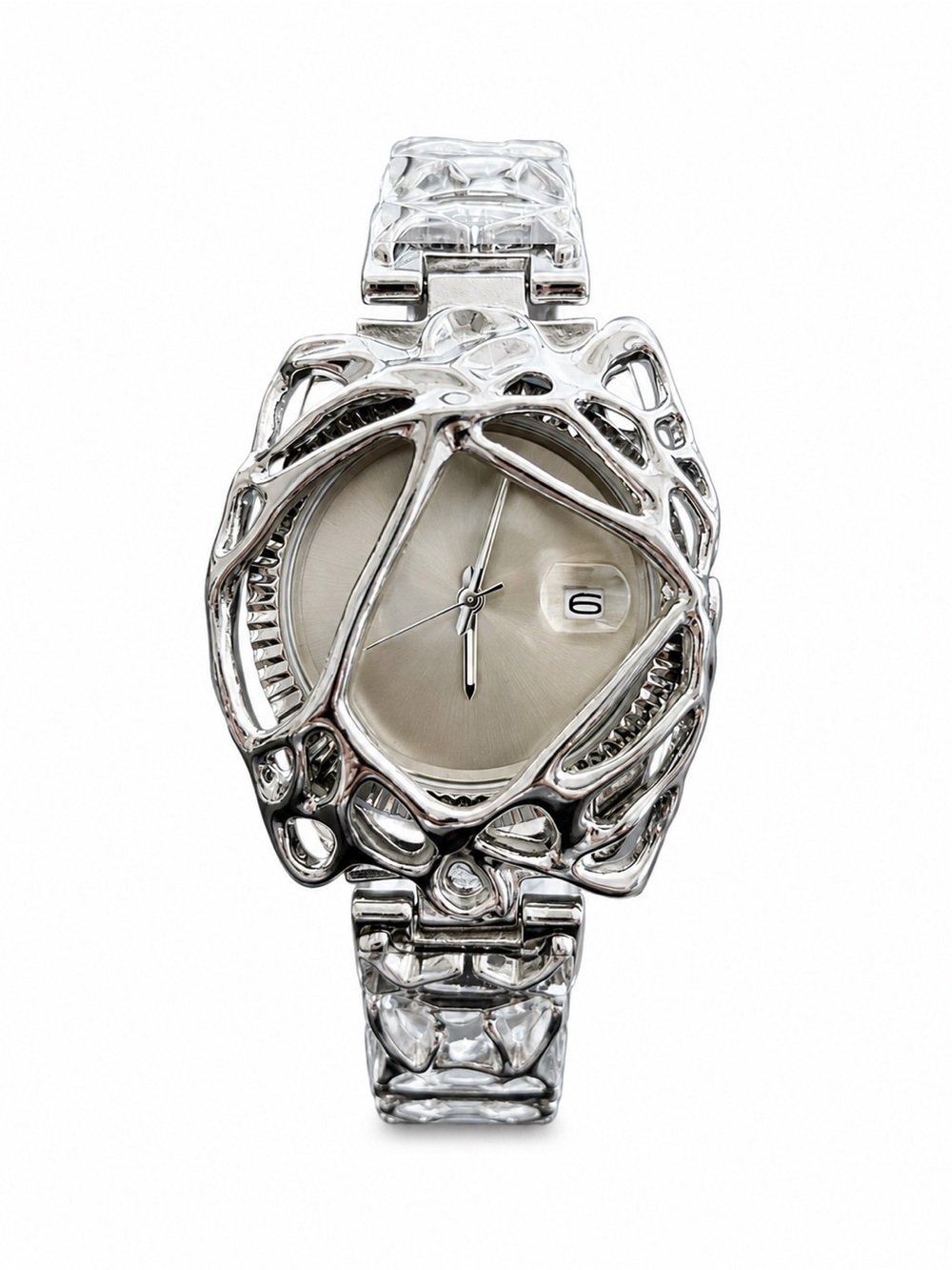 Punk Rock Gothic Silver Statement Cage Watch Industrial Alternative
